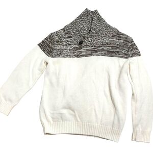 Method Cream and Brown Shawl Collar With Button Closure Knit Sweater